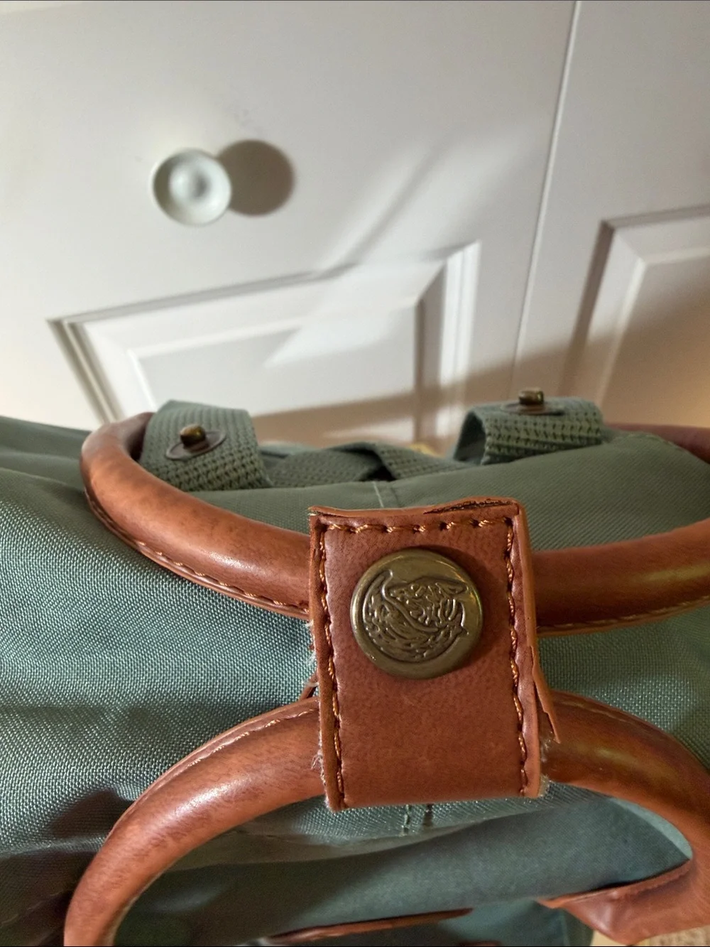 Kånken Leather-Handle Backpack in Sage Green